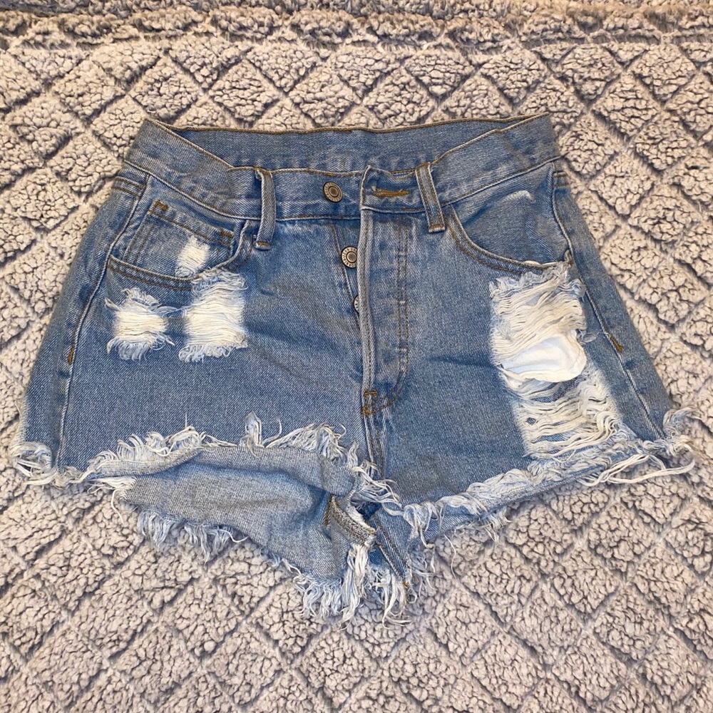 high waisted destructed shorts denim
